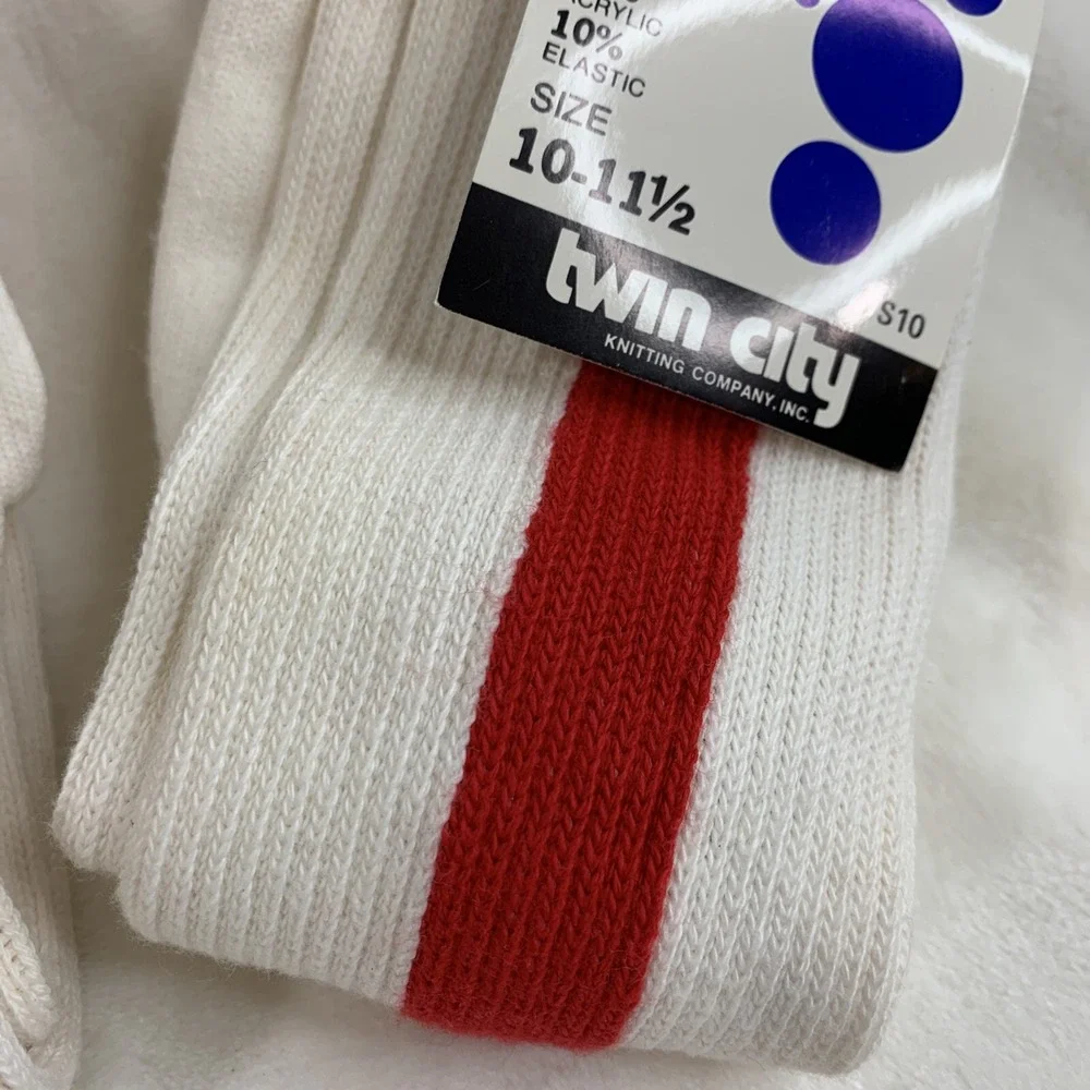 Lot Of 2 New Twin City Baseball Softball 2N1 Red White Stirrup Socks Size 10-11